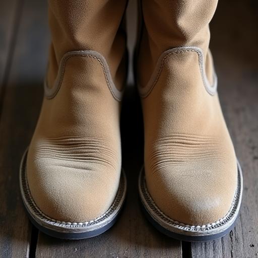 色褪せたスエードのブーツ